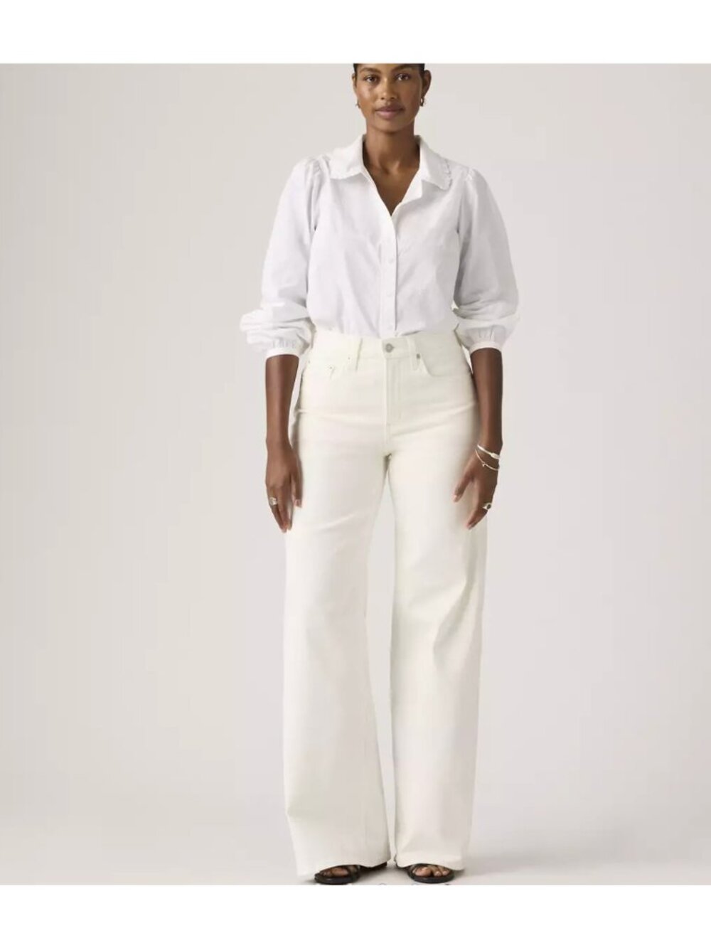 New Levi's 29x32 Premium 728 High-rise Wide-leg Women's Jeans Ecru Now White - Picture 5 of 6